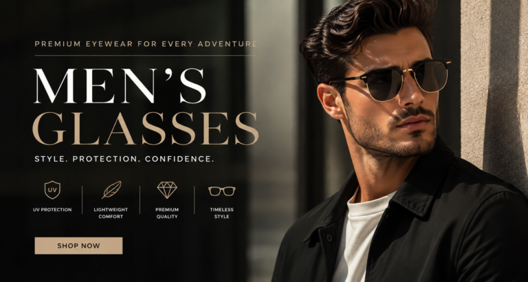 Stylish men's glasses and sunglasses